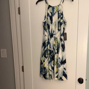 Vince Camuto Blue and Green Tie-Dye Dress